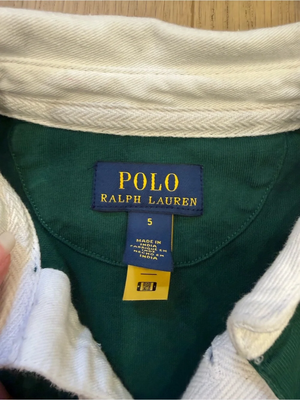 Polo by Ralph Lauren Forest Green Polo with White Contrast Collar